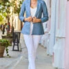Powder Blue Luxe Leather Blazer -Winter Fashion Shop web cc 134 a21ol006be0027 017