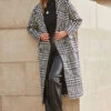 Black & White Dogtooth Print Longline Coat -Winter Fashion Shop web crop 2309 103 a23ow017bkwe01 s23bp006bk0001 103 041