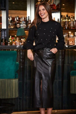 Black Blouson Sleeve Embellished Jumper 12 Black Blouson Sleeve Embellished Jumper -Winter Fashion Shop web crop 2309 109 a23tk263bk0001 109 060 1