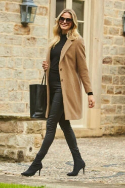 Camel Wool Mix Coat With Button Detail -Winter Fashion Shop web extras 01 050 camel rt 1