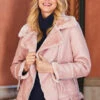 Soft Pink Faux Shearling Biker Jacket -Winter Fashion Shop web rt 17 a19ol004pk0020 s23tk655pt0009 s23bd003be0032 271