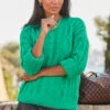 Jade Green Supersoft Cable Knit Jumper