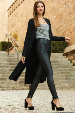 Black Longline Belted Cardigan With Pockets -Winter Fashion Shop web rt 65 a22tj051bk0001 251