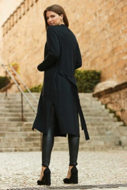 Black Longline Belted Cardigan With Pockets -Winter Fashion Shop web rt 65 a22tj051bk0001 293