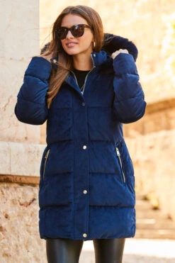 Navy Blue Luxe Velvet Padded Coat 13 Navy Blue Luxe Velvet Padded Coat -Winter Fashion Shop web rt 77 a22ow004be0003 161