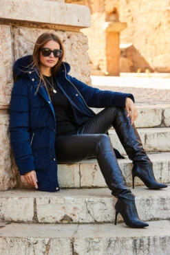 Navy Blue Luxe Velvet Padded Coat 16 Navy Blue Luxe Velvet Padded Coat -Winter Fashion Shop web rt 77 a22ow004be0003 377