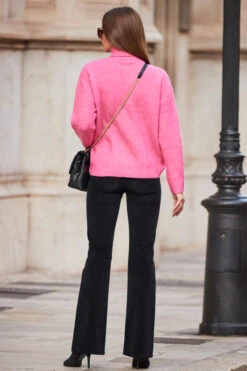 Bright Pink Chevron Roll Neck Ribbed Jumper 14 Bright Pink Chevron Roll Neck Ribbed Jumper -Winter Fashion Shop web rt 84 a22tk484pk0008 205