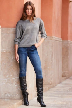 Silver Metallic Knit Jumper -Winter Fashion Shop web rt 90 a20tk003mc0012 015