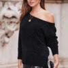 Black Off The Shoulder Chenille Jumper 1 Black Off The Shoulder Chenille Jumper -Winter Fashion Shop web rt 94 a22bw007bk0001 108