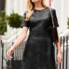 Black Leather Panelled Shift Dress -Winter Fashion Shop web sosander pembridge square day2 317192440 black rt