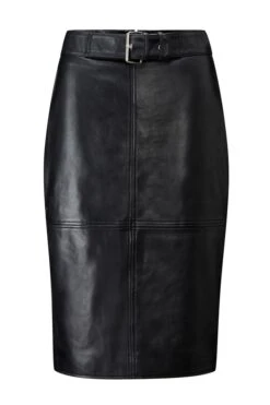 Black Leather Buckle Detail Pencil Skirt -Winter Fashion Shop web ss18st04 black leather buckle detail leather skirt
